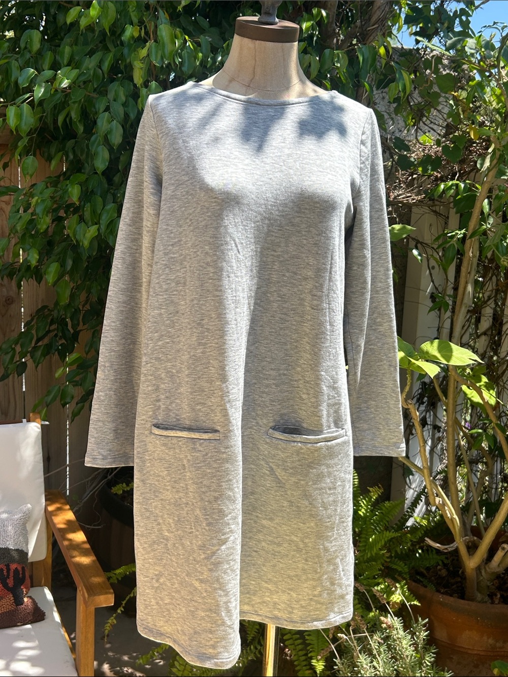 Eileen Fisher Heather Gray Long-Sleeve Shift Dress